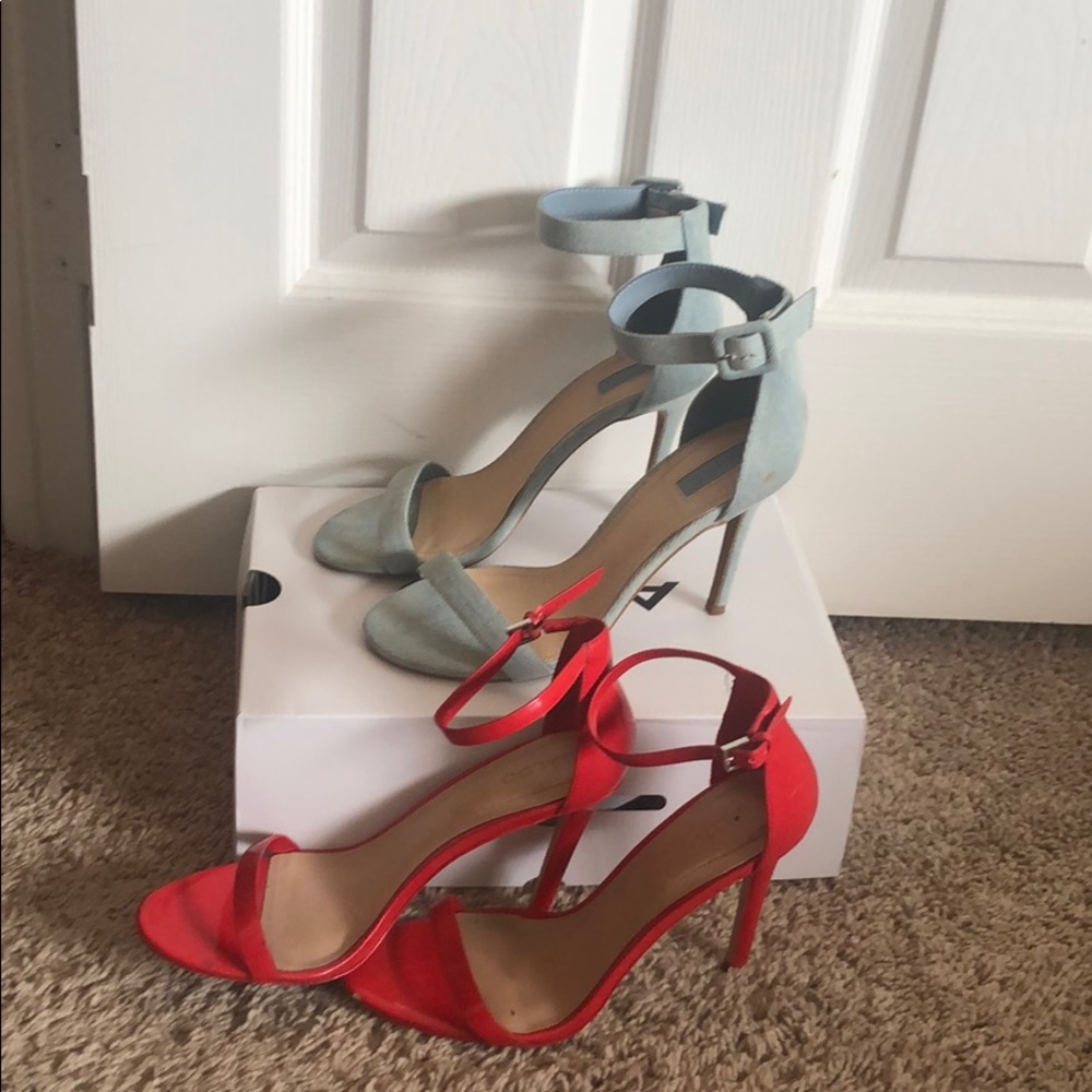 Two Pump Denim and Lipstick Red